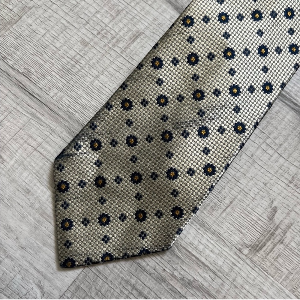 VINTAGE VALENTINO Metallic Gold Floral Tie - Picture 3 of 12